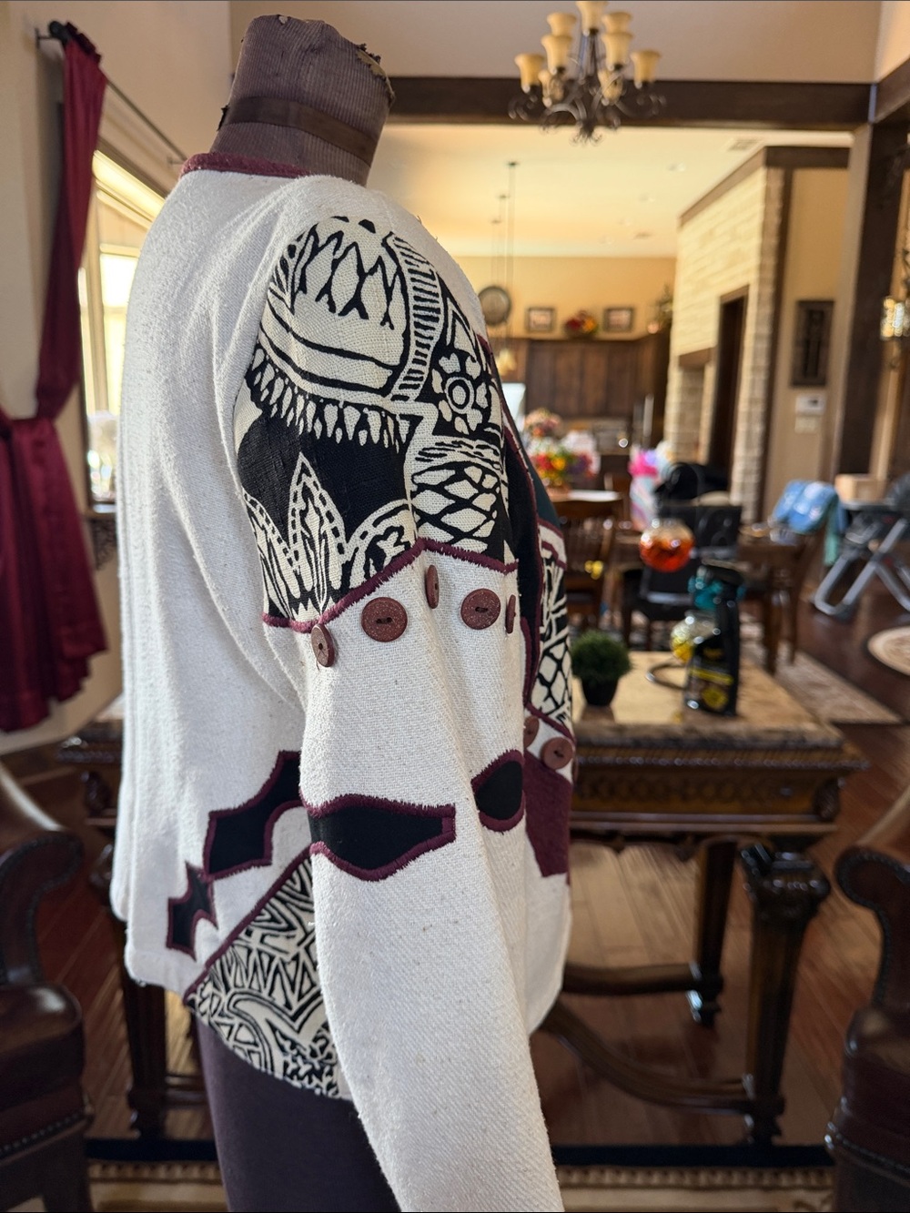 Women’s Cream Multicolor Patterned Jacket - Picture 5 of 9